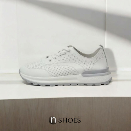 Women's white leather lightweight moccasins sneakers Allsy Lonza 195509 q1-018-010 white 5789 made of genuine leather with perforation Women's white leather lightweight moccasins sneakers Allsy Lonza 195509 q1-018-010 white 5789 made of genuine leather with perforation