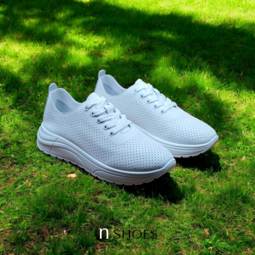 Women's white leather lightweight moccasins sneakers Allsy Lonza 195511 q1-003-010 white 5790 made of genuine leather with perforation Women's white leather lightweight moccasins sneakers Allsy Lonza 195511 q1-003-010 white 5790 made of genuine leather with perforation