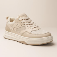 Women's fashionable skate beige sneakers CROSBY 457080 01-02W 5796 from the Bitcoin brand in the style of Lacoste Evo Logo Tongue