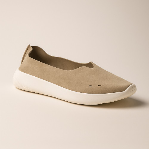 Women's comfortable beige ballet slip-ons GRUNBERG 157219 01-03E 5814 made of micropolytex, breathable and lightweight from the Italian brand
