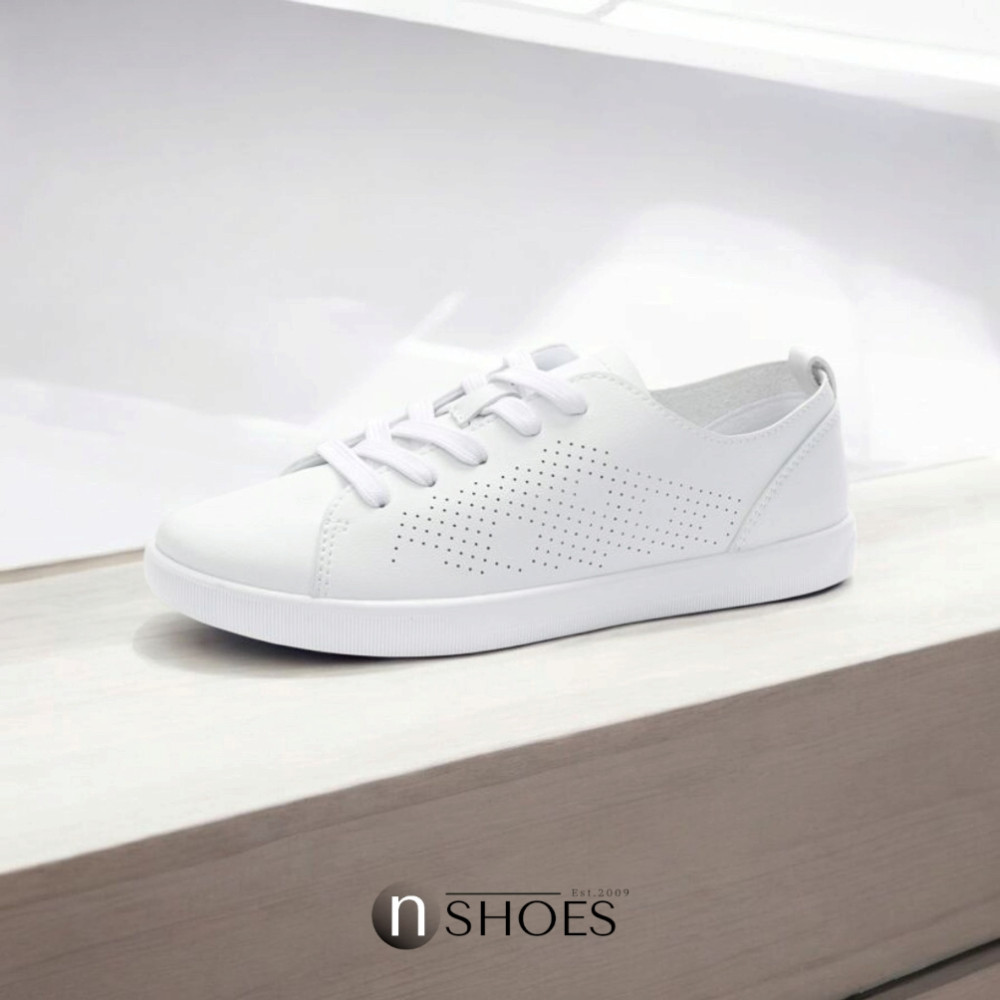 Women's white sneakers with perforation NEOMOOD model 5819