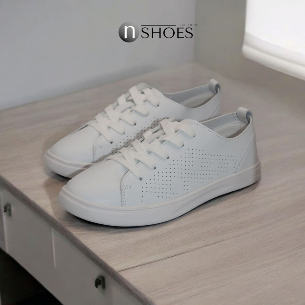 Women's white sneakers with perforation NEOMOOD model 5819