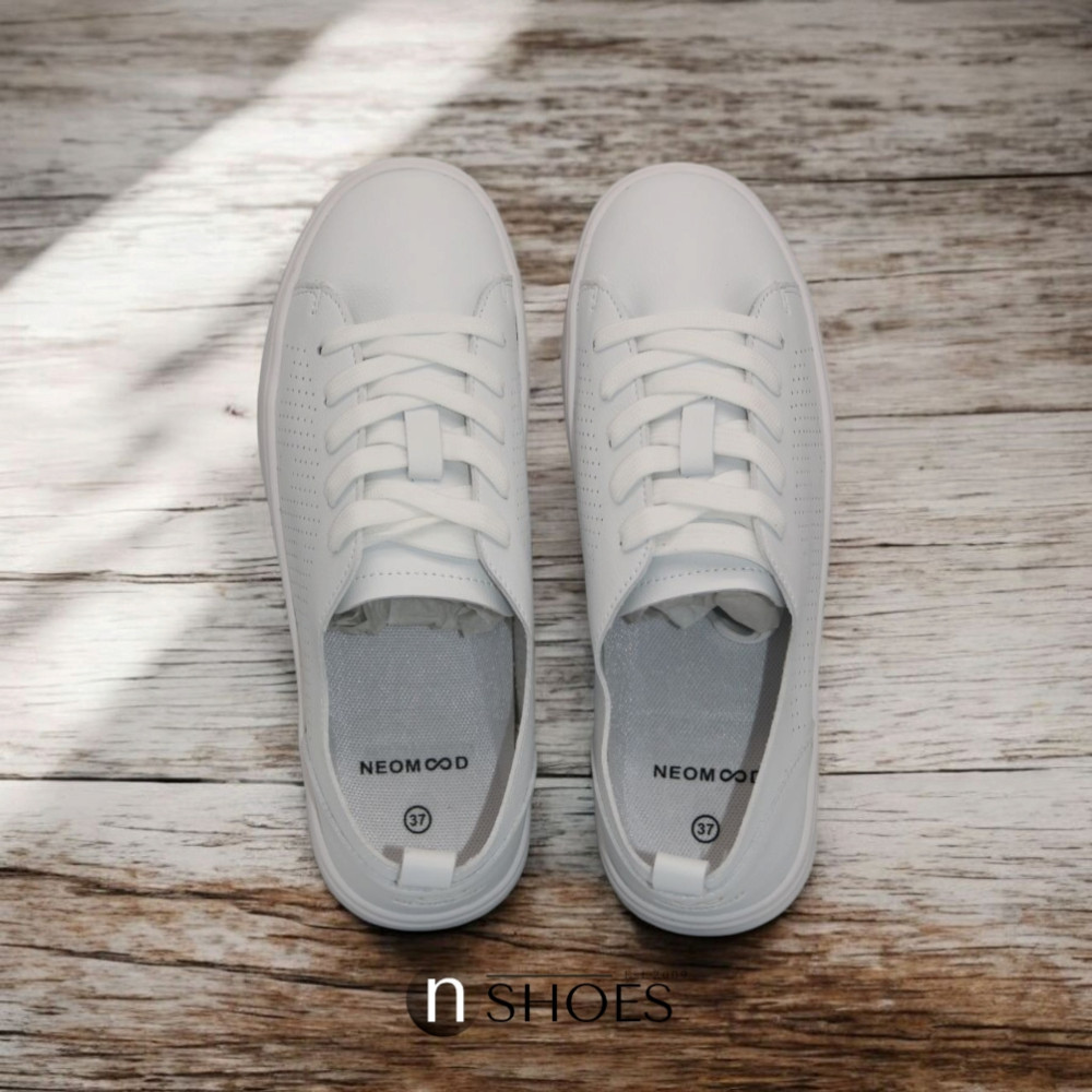 Women's white sneakers with perforation NEOMOOD model 5819