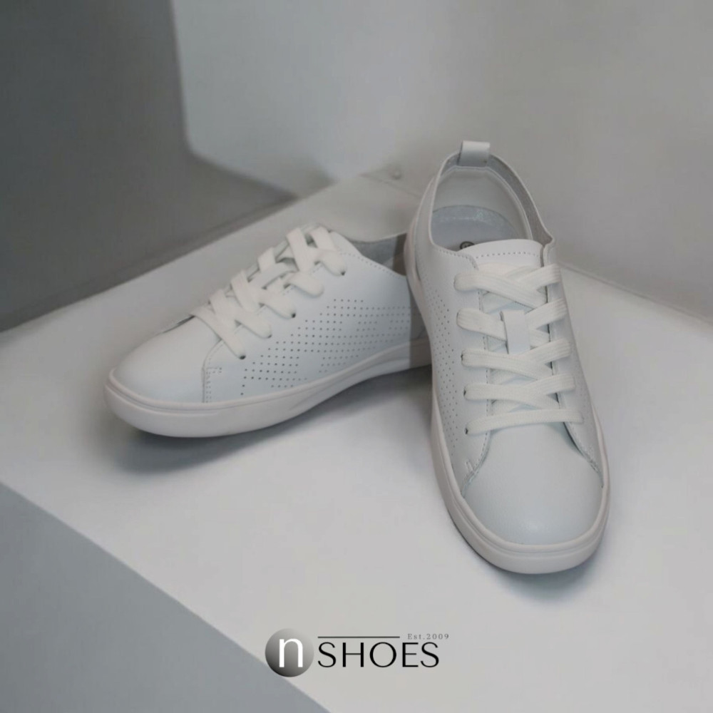 Women's white sneakers with perforation NEOMOOD model 5819