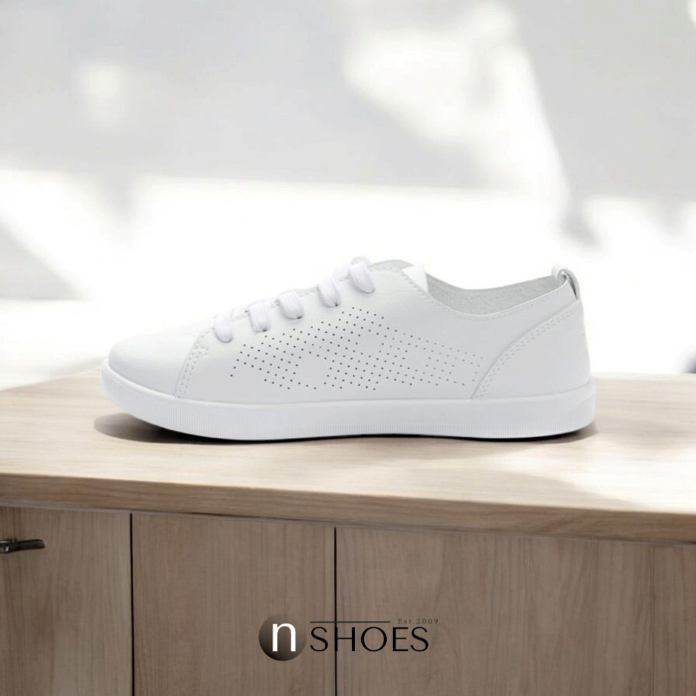 Women's white sneakers with perforation NEOMOOD model 5819