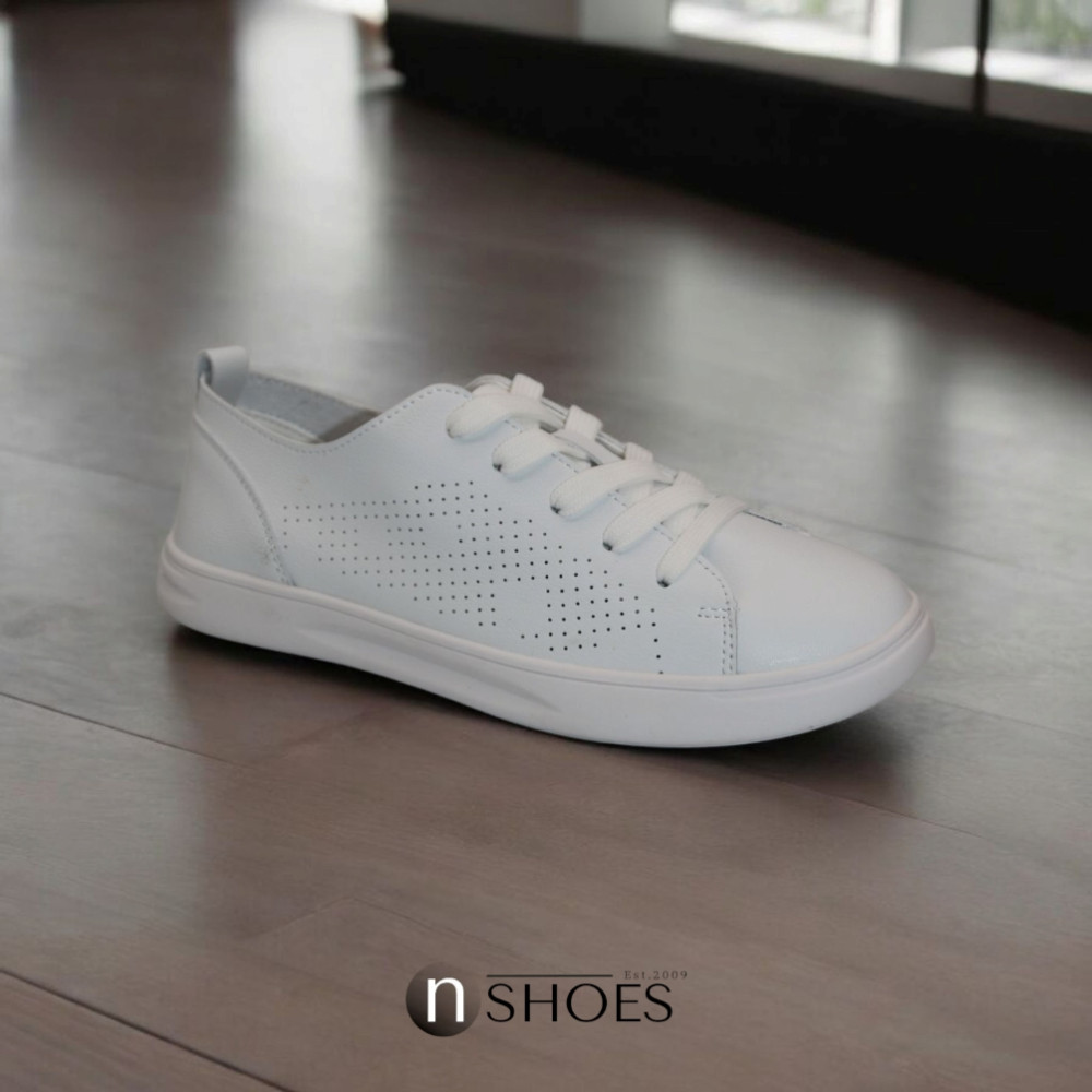 Women's white sneakers with perforation NEOMOOD model 5819