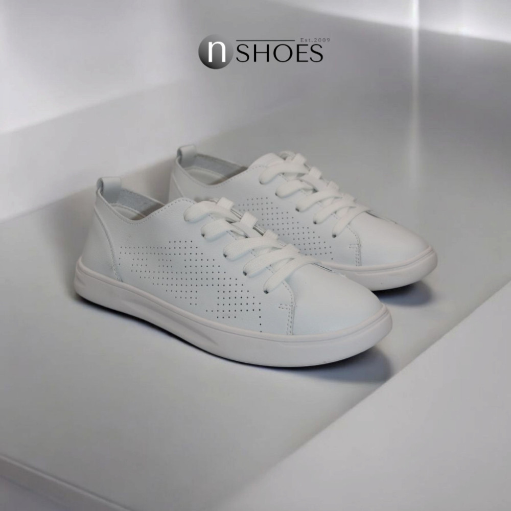 Women's white sneakers with perforation NEOMOOD model 5819
