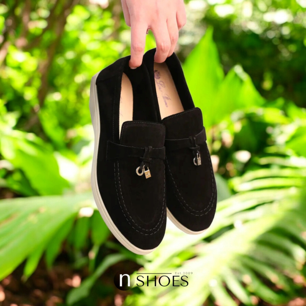 Женские модные коричневые лоферы Loro Piana модель 5842