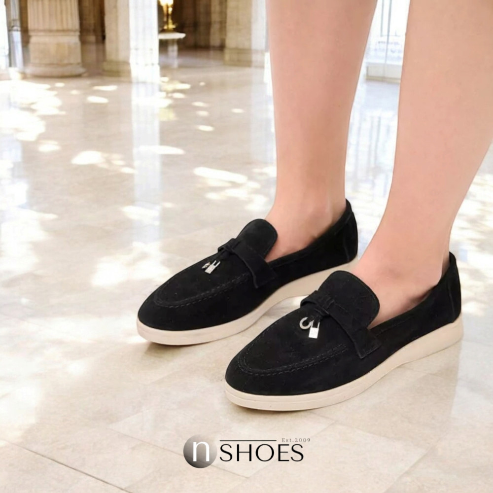 Женские модные коричневые лоферы Loro Piana модель 5842