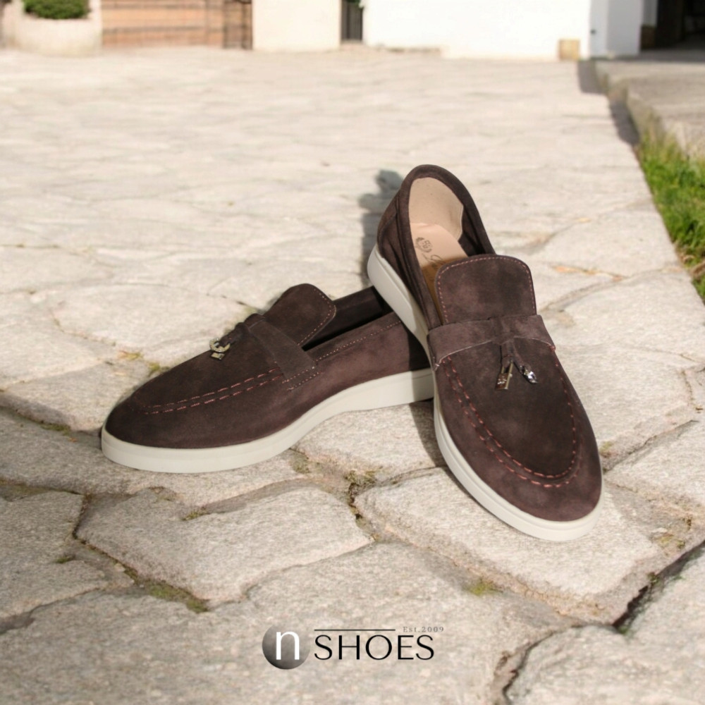 Женские модные коричневые лоферы Loro Piana модель 5842