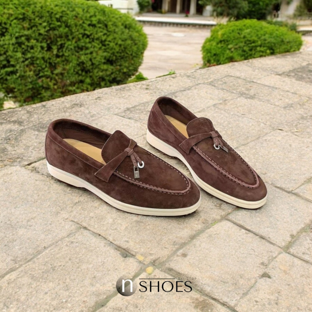 Женские модные коричневые лоферы Loro Piana модель 5842