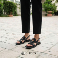 Women's fashionable black sandals sandals Fabio Monelli 197826 Lonza 199880 199903 5845 Roxana Black made of genuine leather in the Pinko style