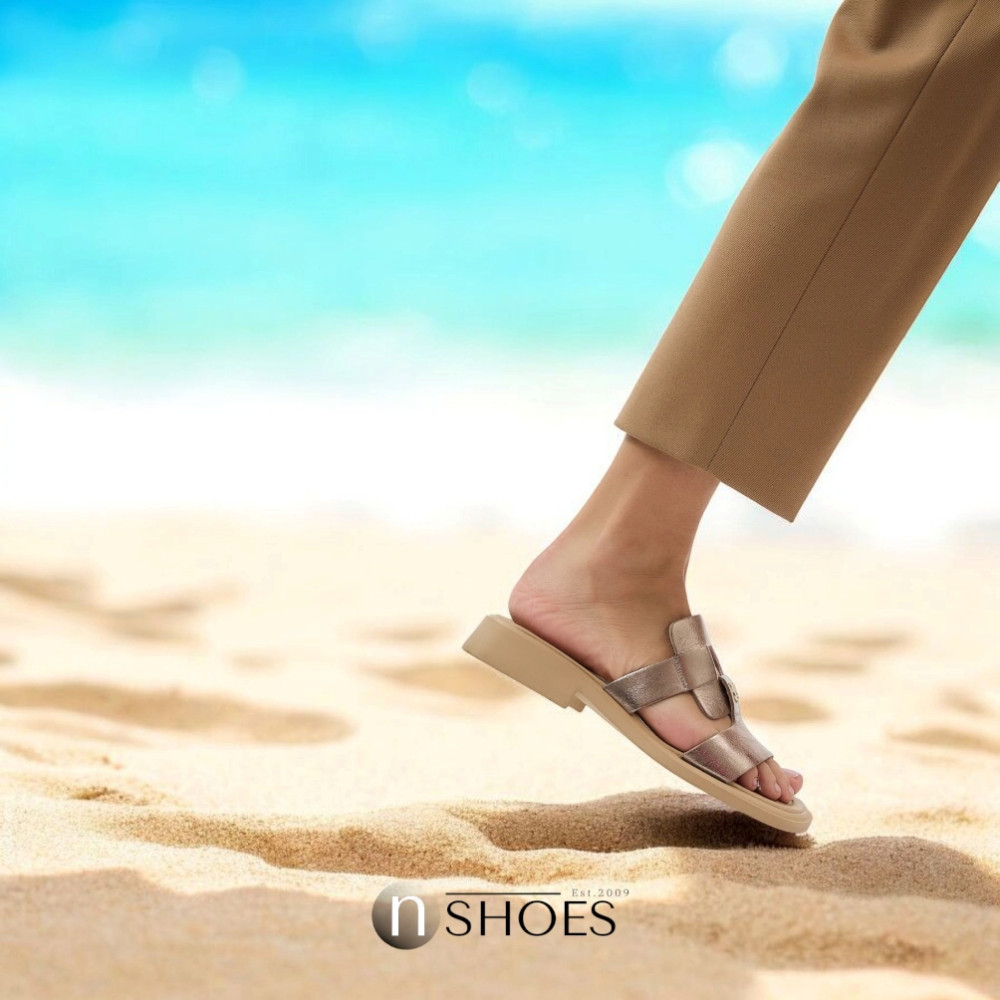 Женские кожаные шлёпанцы Fabio Monelli Layna Bronze модель 5846