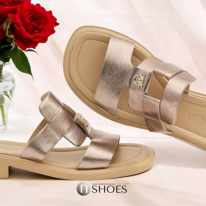 Women's leather slippers Fabio Monelli Layna Bronze model 5846