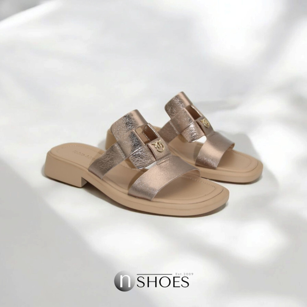 Женские кожаные шлёпанцы Fabio Monelli Layna Bronze модель 5846