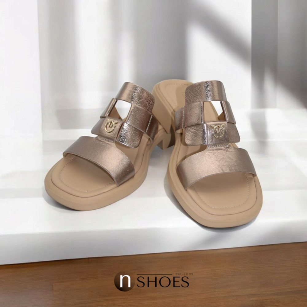 Женские кожаные шлёпанцы Fabio Monelli Layna Bronze модель 5846