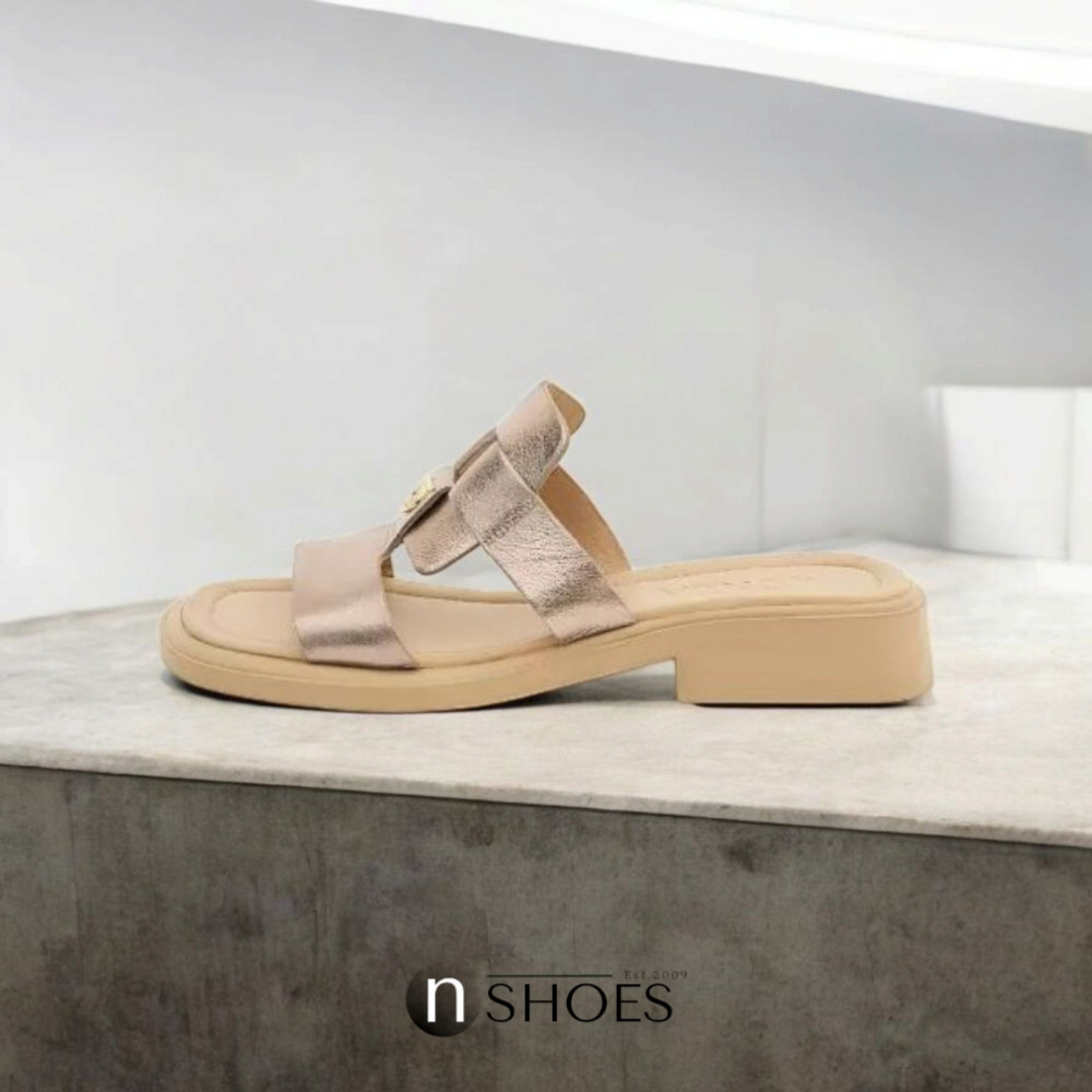 Женские кожаные шлёпанцы Fabio Monelli Layna Bronze модель 5846