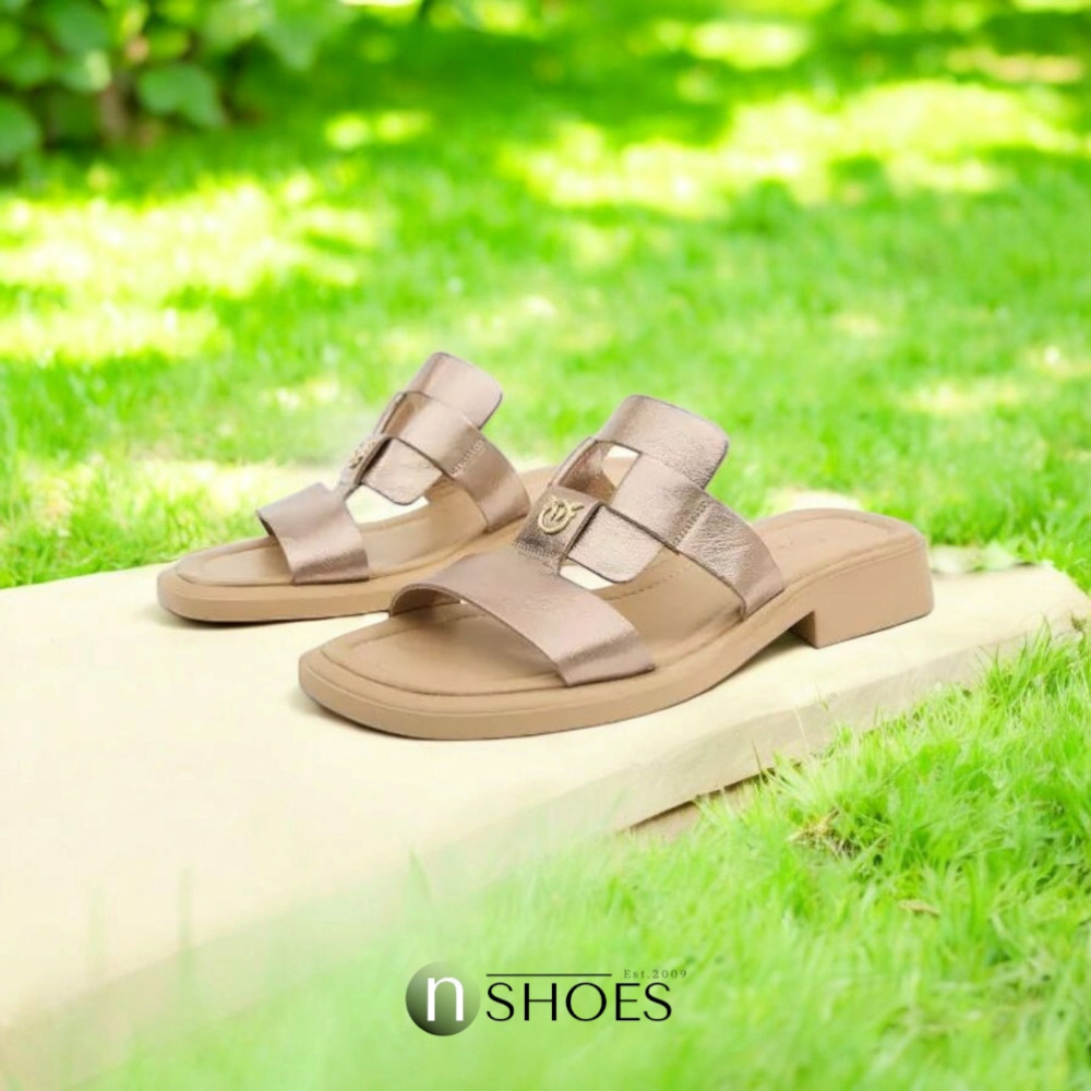 Женские кожаные шлёпанцы Fabio Monelli Layna Bronze модель 5846