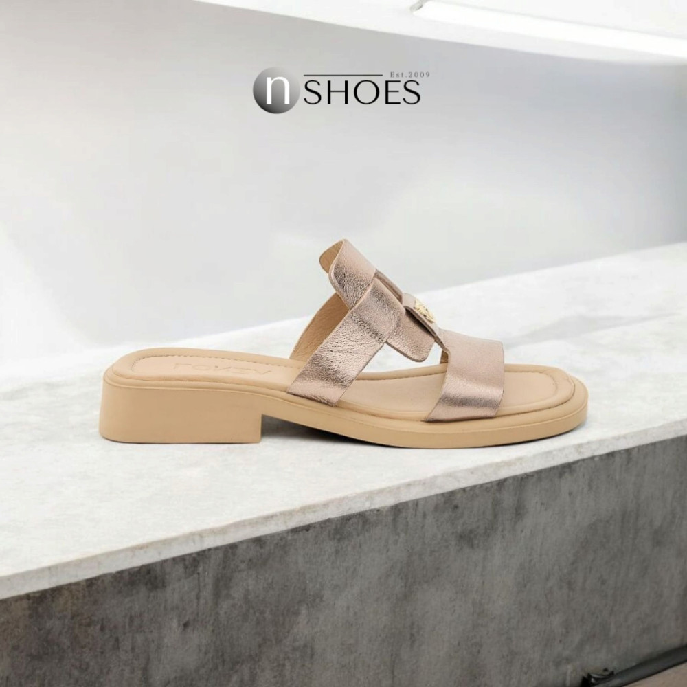 Женские кожаные шлёпанцы Fabio Monelli Layna Bronze модель 5846