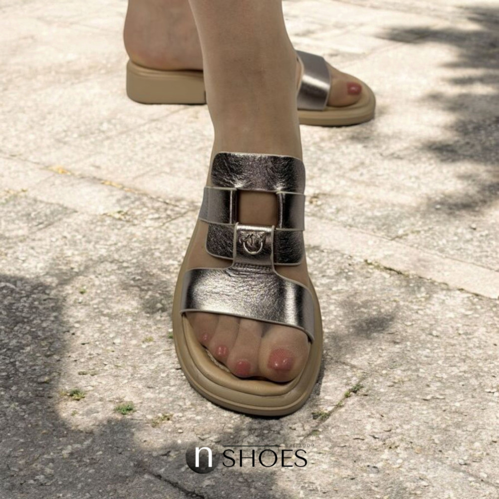 Женские кожаные шлёпанцы Fabio Monelli Layna Bronze модель 5846