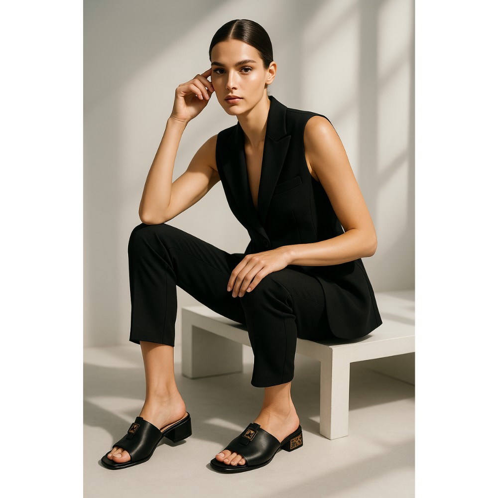 Женские кожаные сабо Fabio Monelli Klara Black модель 5849