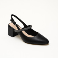 Women Black Evening Shoes Low Heel Sparkly Strap Slingbacks Sandals Fabio Monelli 199524 5850 Pointed Toe Slingback HUGO Katniss Pump 90