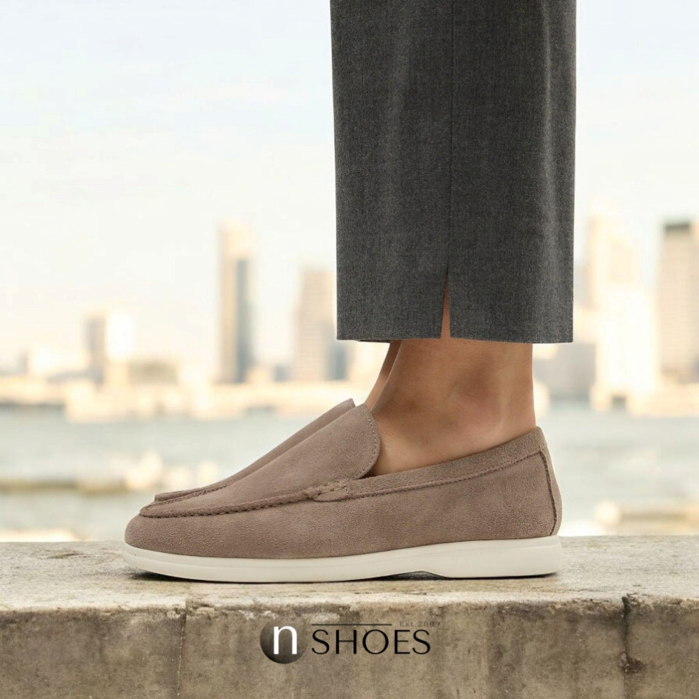 Жіночі замшеві лофери Loro Piana Classy Dark Grey модель 5863