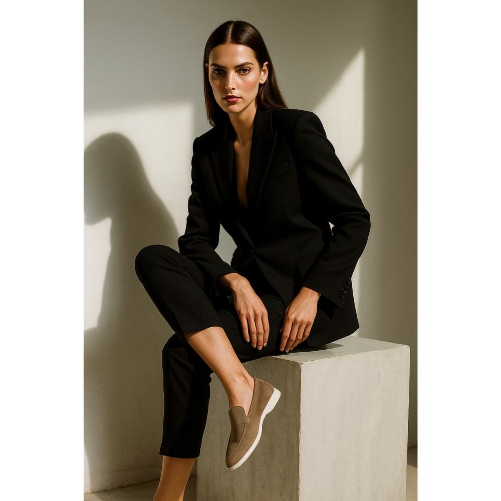 Жіночі замшеві лофери Loro Piana Classy Dark Grey модель 5863