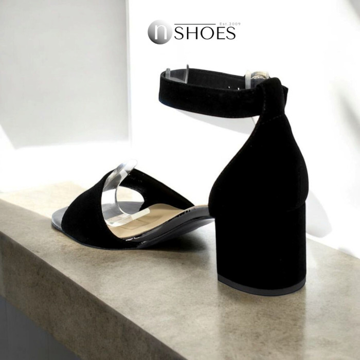 Women's suede sandals with medium heels SALA (Poland) model 5864