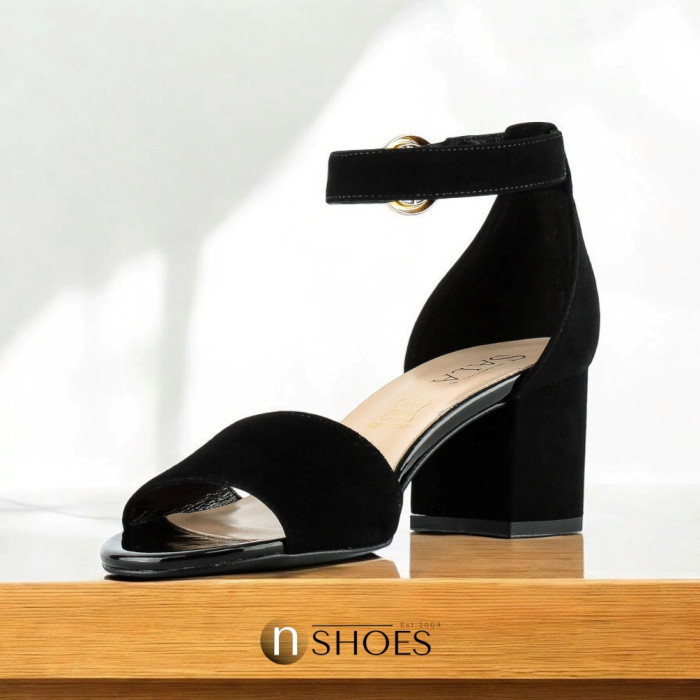 Women's suede sandals with medium heels SALA (Poland) model 5864