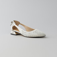 Women's stylish white shoes slingback sandals Lapya Trend 176 y2002 0152-452 5865 Evromoda 066 BATTAL on a small heel with perforation pointed toe from a Turkish factory