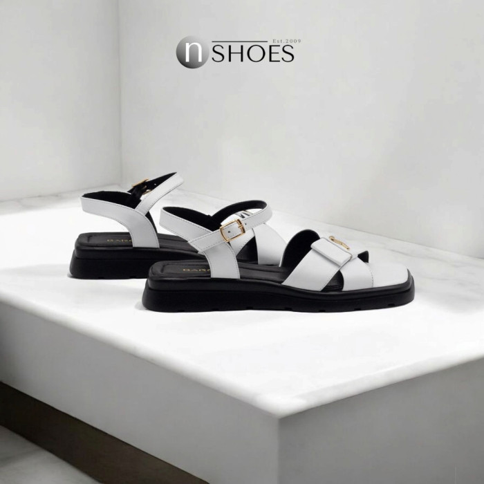 Women's Flat Leather Sandals Lonza 199893 3681-77 white 5866