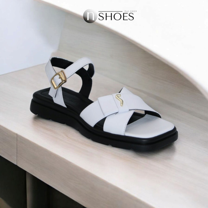 Women's Flat Leather Sandals Lonza 199893 3681-77 white 5866