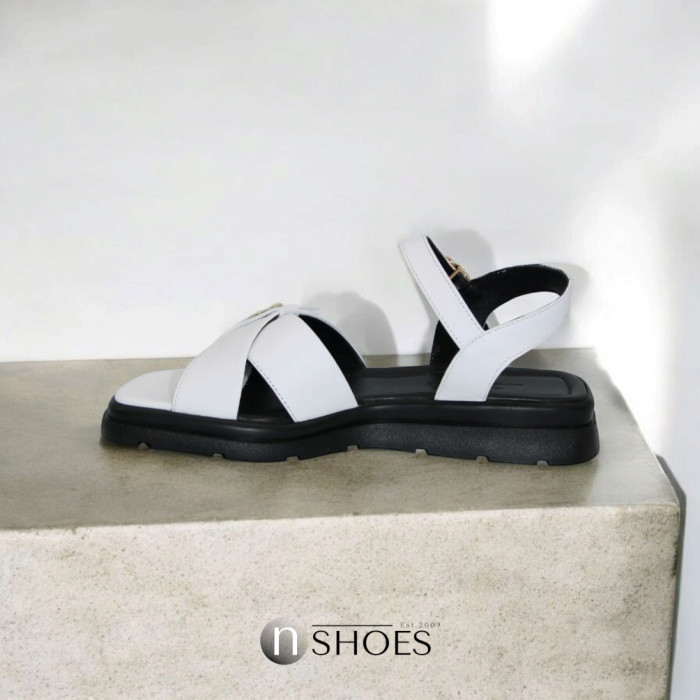 Women's Flat Leather Sandals Lonza 199893 3681-77 white 5866