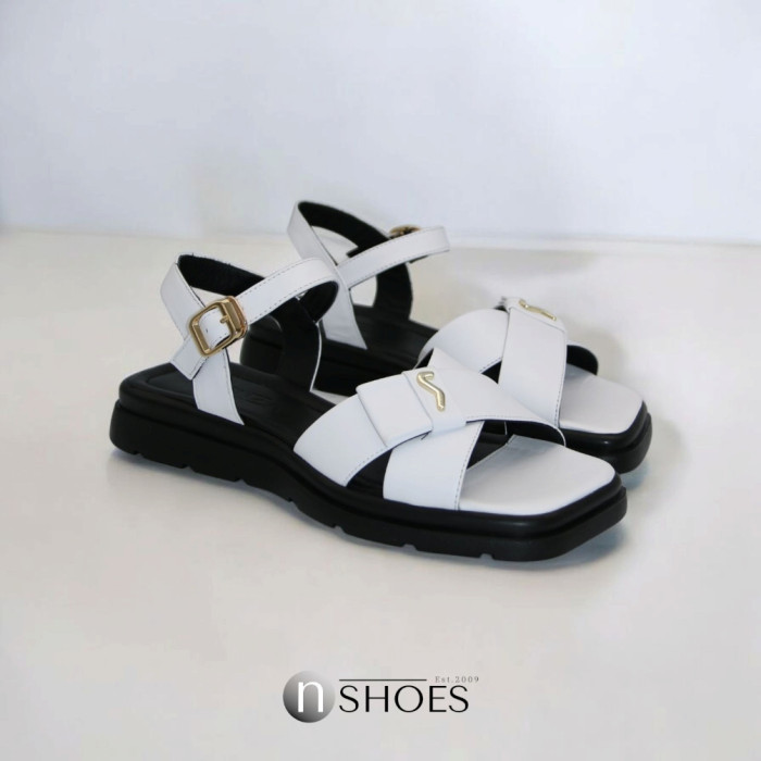 Women's Flat Leather Sandals Lonza 199893 3681-77 white 5866
