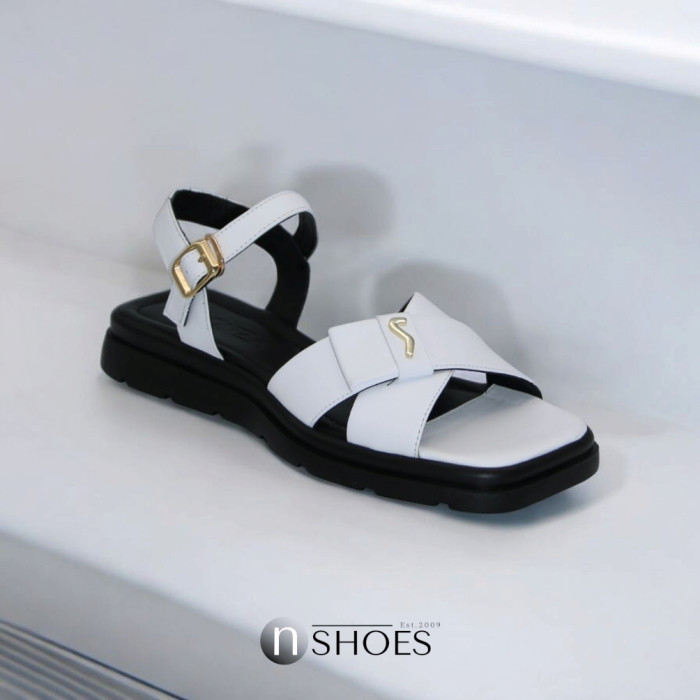 Women's Flat Leather Sandals Lonza 199893 3681-77 white 5866