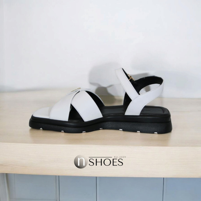 Women's Flat Leather Sandals Lonza 199893 3681-77 white 5866