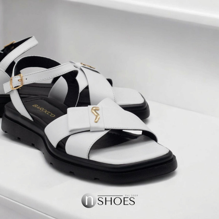 Women's Flat Leather Sandals Lonza 199893 3681-77 white 5866
