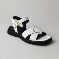 Women's stylish white sandals sandals Lonza 199893 3681-77 white 5866 on a low heel made of genuine leather made in Turkey in the style of BOSS Scarlet Sandal-c