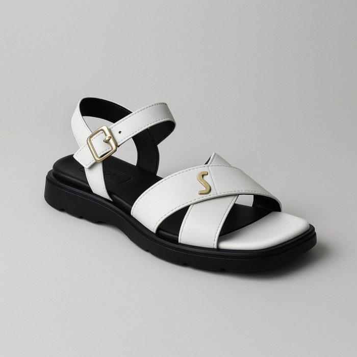 Women's Flat Leather Sandals Lonza 199893 3681-77 white 5866