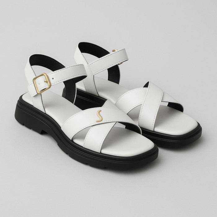 Women's Flat Leather Sandals Lonza 199893 3681-77 white 5866