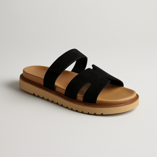 Женские модные черные замшевые шлепанцы Fabio Monelli 200066 22-59051 black suede 5868 Selina Black из натуральной кожи замши на липучке от турецкой фабрики