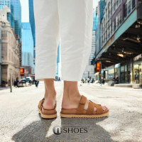 Модні жіночі коричневі замшеві шльопанці Fabio Monelli 200065 22-59051-s10 5869 Selina Brown з натуральної замші на липучці від турецької фабрики