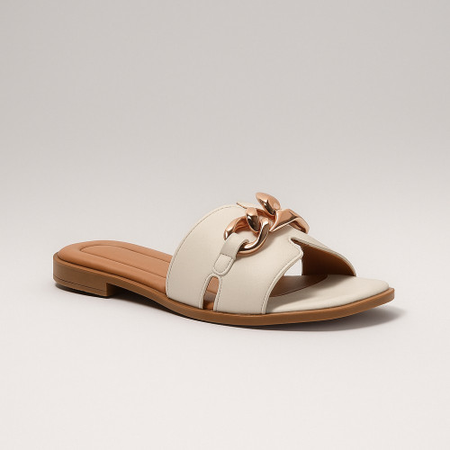 Women's stylish white platform sandals Lasocki WI16-MENA-04 5884 made of genuine leather with decoration from the Polish brand