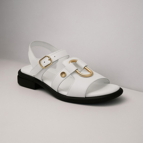 Жіночі стильні білі босоніжки Lapia Trend 052750 Beyaz Deri 5886 з натуральної шкіри від турецької фабрики в стилі Jimmy Choo