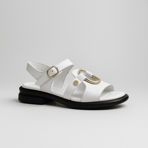 Women's stylish white platform sandals Lapia Trend 052750 Beyaz Deri 5886 made of genuine leather from a Turkish factory in the style of Jimmy Choo