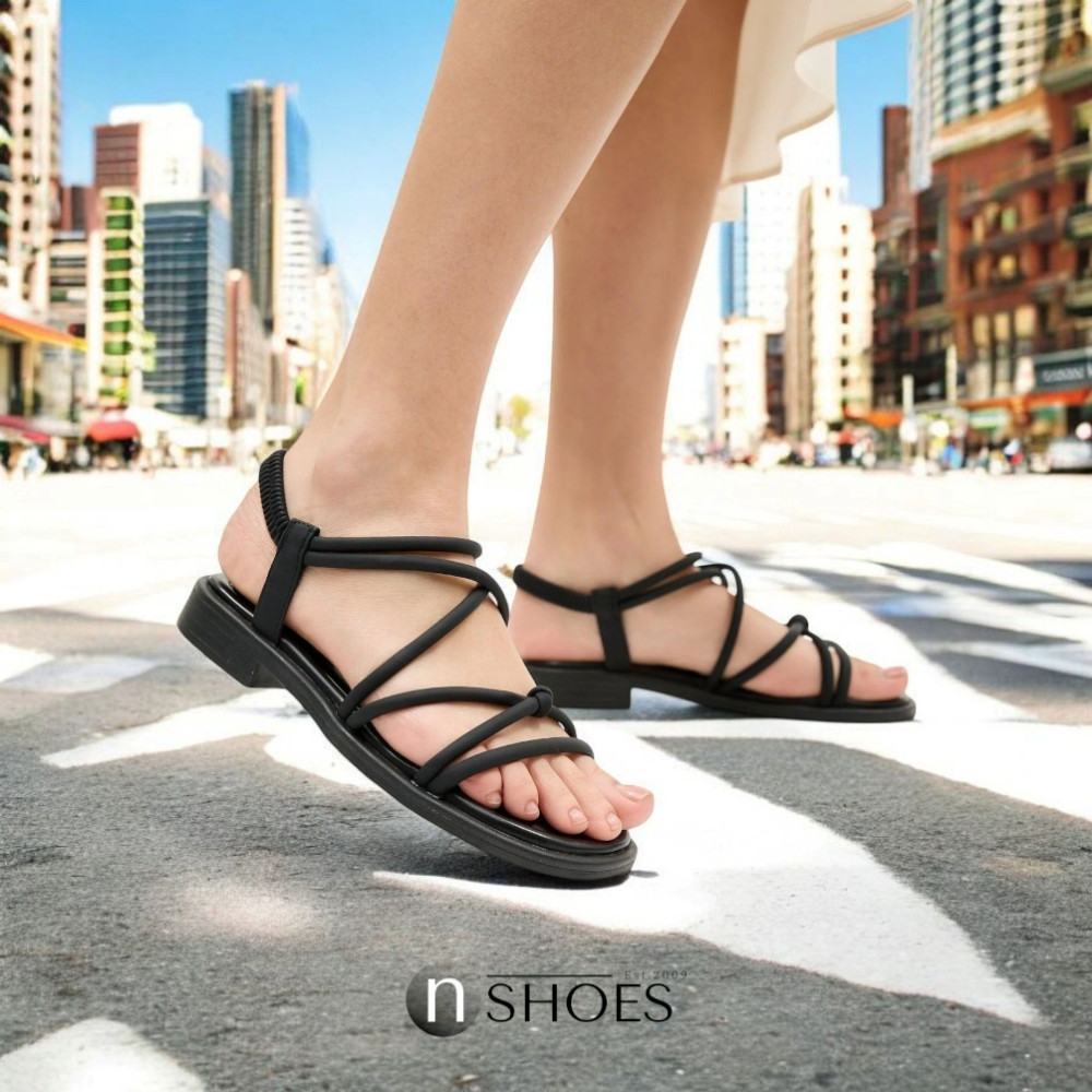 Women's Black Platform Strap Sandals Allsy Lonza Cleo Black Model 5887