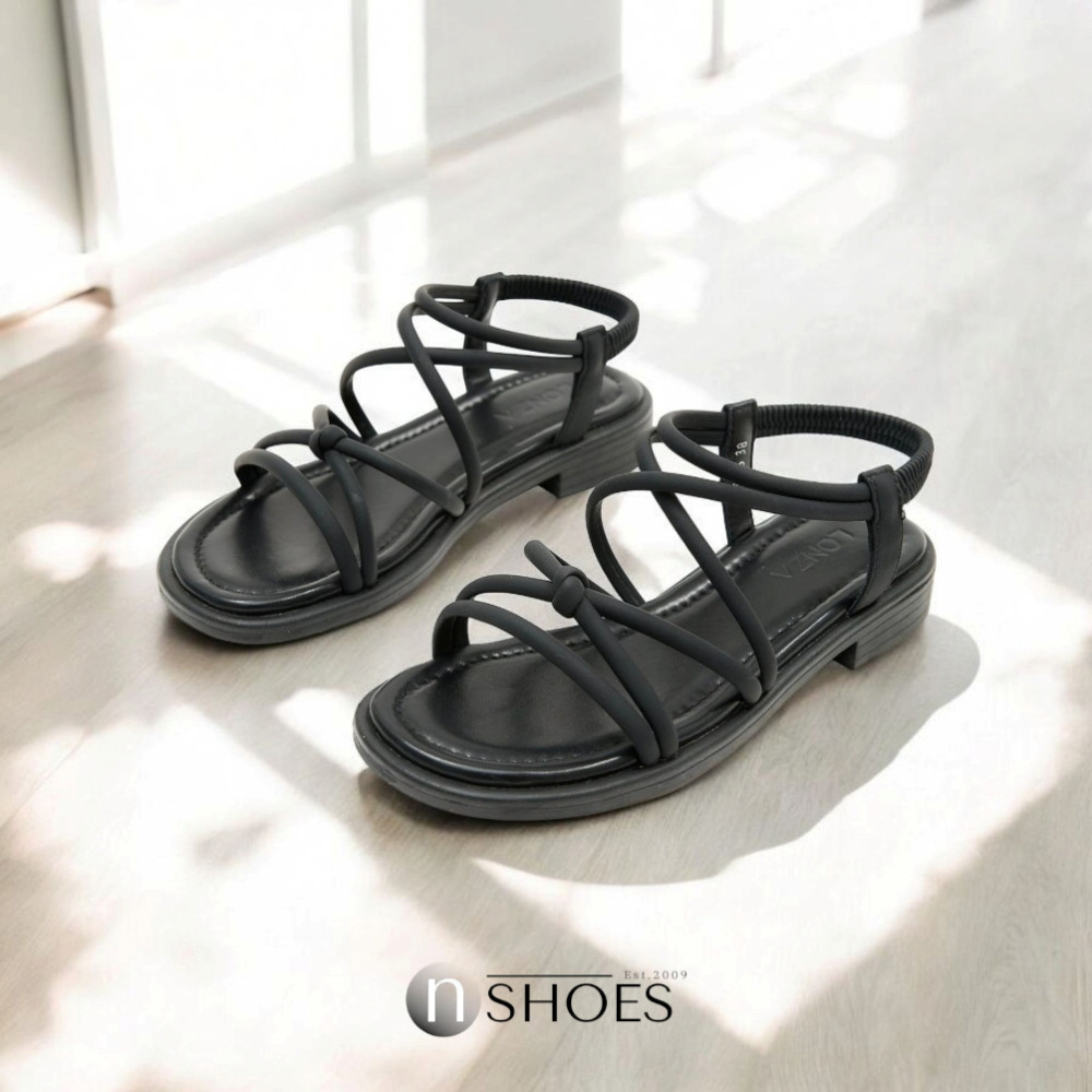 Women's Black Platform Strap Sandals Allsy Lonza Cleo Black Model 5887
