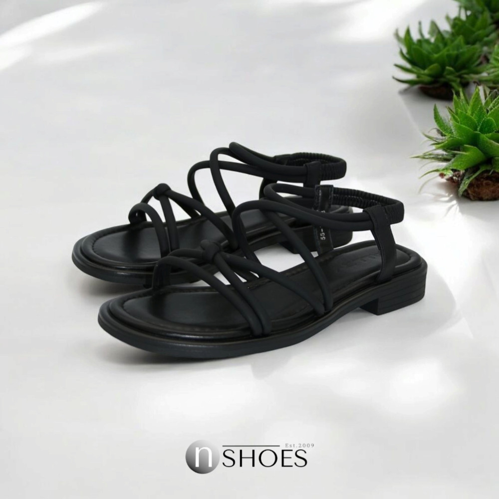 Women's Black Platform Strap Sandals Allsy Lonza Cleo Black Model 5887