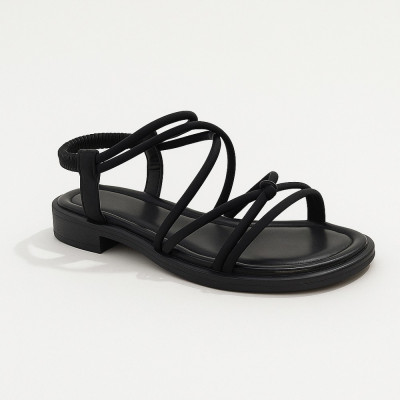 Women's Black Leather Platform Strap Sandals Allsy Lonza Cleo Black 198995 197621 55-15 black 5887
